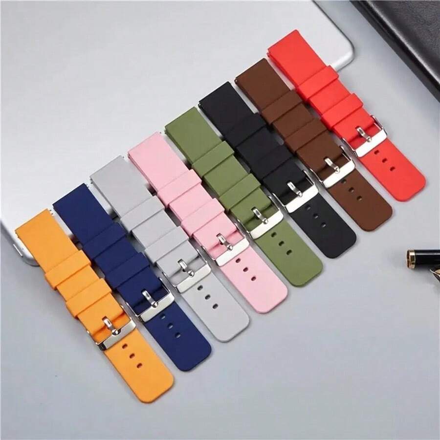 Silicone Watch Bands - Quick Release Waterproof Soft Rubber Replacement Straps With Silver Plated Stainless Steel Buckle