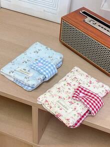 1Pc/Set Cute Floral Patchwork Book Jacket, Girls Hand Account Book Cover, White Collar Hand Account Book Journal, Diary Book Jacket, Portable Student Pocket Book Storage Case,Back To School Gift,Gift For Good Friends And Teachers