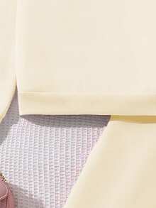 Left Mama 两件套女童印花保暖长袖上衣和直筒裤套装，秋冬季 - 米色 - 查看 5