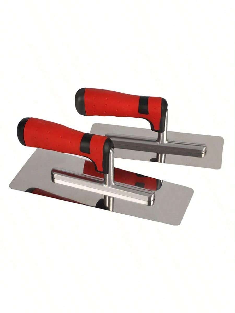 Stainless Steel Plastering Trowel Plaster Finishing Wall Tile Flooring Plaster Trowel Bricklayer Construction Tools - Stainless Steel Trowel With Red Handle - View 1