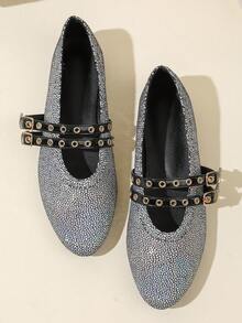 Novos Sapatos Flat Tipo Mary Jane Trançados de Fivela Única com Bico Redondo para Primavera/Outono Femininos, Sapatilhas, Sapatilhas Feitas à Mão, Outono, Ballet