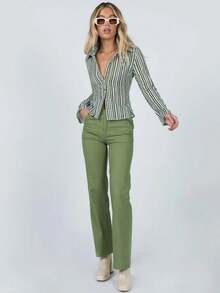 Soft Wrinkle-Free Button Down Stretch Shirts For Women, Breathable Moisture-Wicking Casual Work Dress Tops - 綠色 - 查看 3