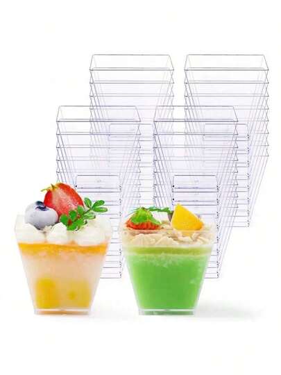 50/40/30/25/20/15/10/5pcs 60ml Reusable Dessert Cups For Pudding, Mousse, Jelly, Party, Suitable For Mousse, Pudding, Desserts, Mini Ice Cream Cakes, Etc. For Birthday Parties, Weddings, And Other Events