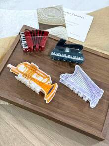 1pc Autumn/Winter Musical Instrument Piano & Cello Hair Clip, Women's Hair Accessory, Suitable For Birthday & Valentine's Day Gifts Fall Claw Clip Hair Accessories For Women For Vacation Outfits Woman Elegant Hair Clutch