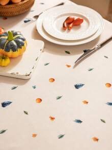 1pc Happy Thanksgiving Day Rectangular Tablecloth, Blue & Yellow Pumpkin Print, 3D Bamboo Texture, Beige Tassel Fringe, Washable, Coffee Table/Round Table Cover, Dining Table Decor, Home Decor, Suitable For Dining Room, Meals, Gatherings, Parties And Holiday Events, Autumn Decor, Thanksgiving Decor, Harvest Festival Gift - Blue and Yellow Pumpkins On Both Sides - View 10