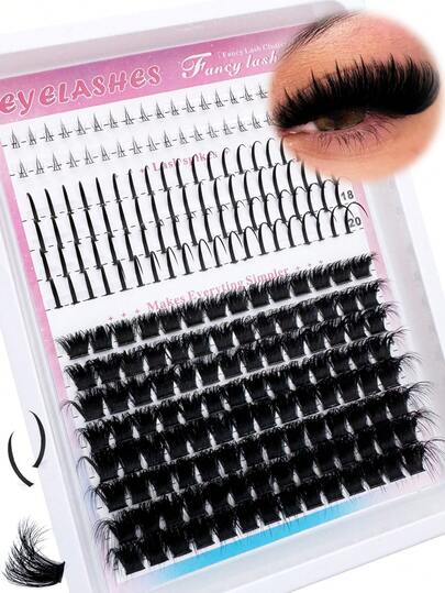 3-In-1 Faux Eyelash Clusters, 200D/160D/120D/100D/80D/60D Long 6-20mm Pointed Tip Lower Lashes, 280/264/248/232/216 Pieces Thick Individual Lashes, DIY Pointed Tip Lashes, Cartoon Style Lash Clusters, Mink Fur Lash Strips, Thick Type