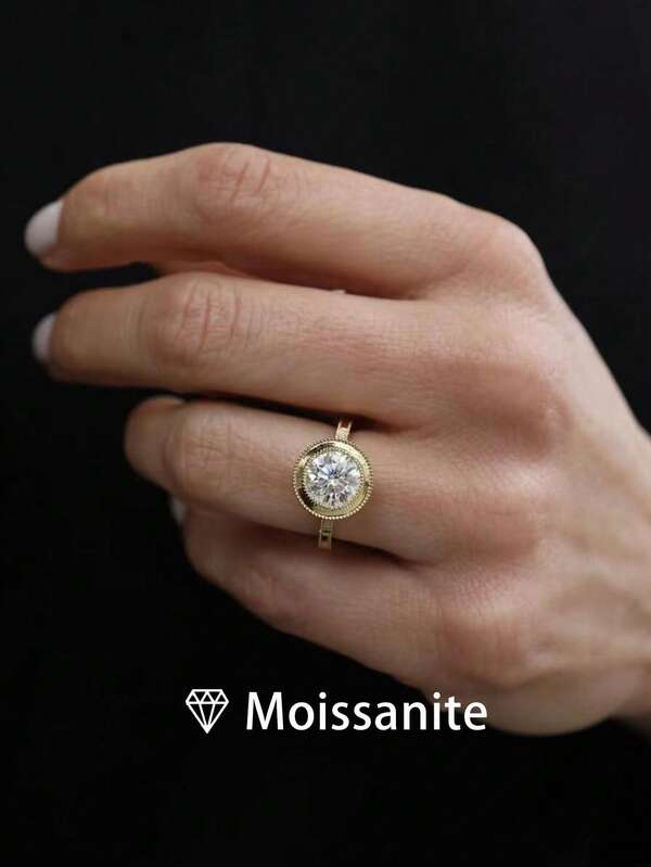 1pc Women's Quality Solitaire Ring, Vintage Pave Setting 925 Sterling Silver 2ct Oval Moissanite, Elegant Luxury Jewelry, Engagement, Wedding, Anniversary Gift With Moissanite Certificate And Deluxe Gift Box