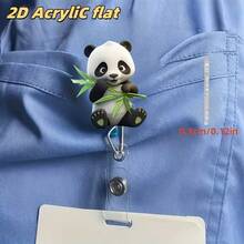 1 rolă retractabilă pentru ecuson de identitate cu model panda drăguț și bambus - acrilic durabil, potrivită pentru asistente medicale, studenți, profesori - cadouri pentru fete, pentru întoarcerea la școală, rechizite școlare, birou, accesorii