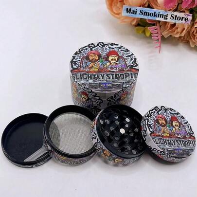 50/60mm金属卡通兄弟草磨4层手动粉碎机锌合金研钵烟草研磨器吸烟工具香烟配件礼物