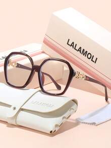 LALAMOLI 圆形全框透明眼镜，装饰镜腿设计，配有精美包装，适合日常佩戴和节日礼物 - 彩色 - 查看 7