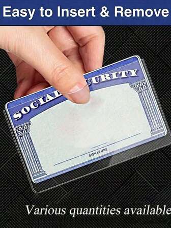 医疗保险卡持有人保护套，透明 PVC 防水医疗/信用卡、商务/社会保障卡保护套 - 透明乙烯基塑料套，适用于保险、社会保障、地铁和驾驶证或信用卡（仅限持卡人）