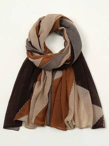 1pc Geometric Pattern Casual Polyester Chiffon Printed Scarf, Crinkle Scarf, Suitable For Spring, Summer, Autumn, Winter For Dress