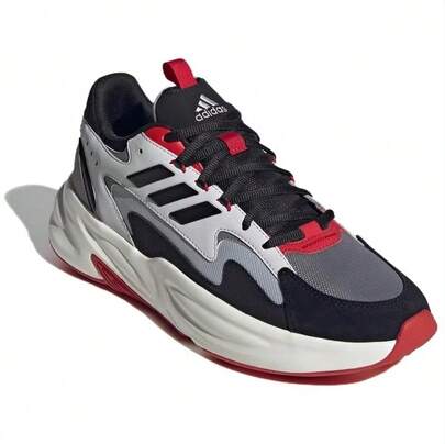 阿迪达斯舒适轻便休闲低帮男女通用运动鞋，经典三叶草OZWAVE厚底运动鞋，复古厚底设计拉长腿部线条，增高，情侣运动必备 JR3199