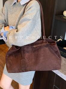 Bolso de mano de alta calidad para mujer, nuevo diseño de otoño/invierno, gran capacidad, bolso de mano y de hombro para ir al trabajo y viajar - Café - Ver 6