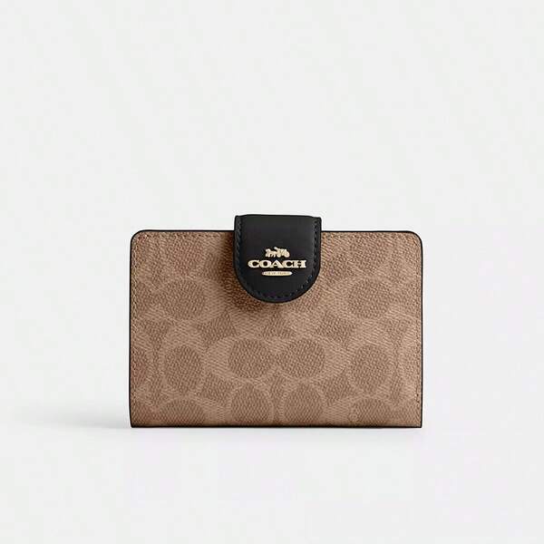 Coach Women's Medium Corner Zip Wallet Leather RFID Blocking Wallet With Clear ID Window Billfold Credit Card Holder Wallet Coin Purse For Women With Seven Credit Card Slots,CW786 IMQRX