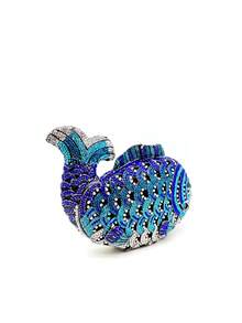Elegant Crystal Evening Clutch, Rhinestone Party Purse, Super Mini Size Diamond Bag,Mini Fish Clutch Purses Sparkling Handbags,Best Gifts With Box - Blue - View 5
