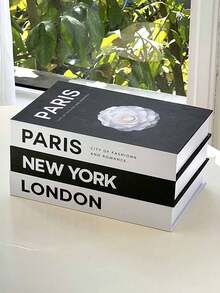 1 pieza/3 piezas Decoración de libros falsos plegables de moda, libros falsos de diseñador modernos, adecuados para el hogar, la sala de estar, el escritorio, la decoración de paredes, aplicables a varias escenas (habitación/sala de estar/mesa/gabinete de TV/pasillo/estantería/escritorio de oficina/gabinete/tienda/área de trabajo/unidad de exhibición), conjunto de decoración de escritorio de oficina de lujo con libros falsos, caja de almacenamiento de libros falsos de diseñador con estilo