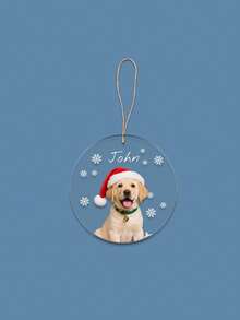 1pc Customized Photo & Name Decoration, Personalized Name Acrylic Christmas Ornament, Snowman Design, Round Shape, Decor For Scene, Room, Home, Holiday Party, Calendar - Multicolor - View 9