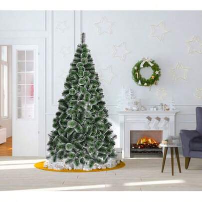 [8 Height Options] 3D Snowflake Artificial Christmas Tree 60-300cm, Home/Commercial Holiday Decor, Christmas Living Room Decoration, Hotel Display, Lifelike Snowflake Leaves & Branches Green Plant