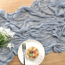 Cheesecloth Table Runner And Napkins Set,Romantic Atmosphere Boho Gauze Cheese Cloth 22*71inch/22*118inch Table Runner With Napkins, Rustic Wrinkled Table Runner And Napkins For Spring Summer Bridal Shower Wedding Shower Garden Room Decor Birthday Party Dinner Table Advanced Banquet Decor And Various Festival Parties Decor-1Pc/1+6pcs/2+12pcs Gifts Beach Back To School School Supplies