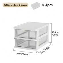 Clear Desktop Storage Box With Drawer & Small Plastic Snap-Lock Box Heightened Table Organizer Office Storage Plastic Storage Cabinet For Stationery Student Desk Accessories Cosmetics, Back To School - Multicolor - View 15