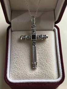 1pc Cross Pendant Necklace, Fashionable Minimalist Versatile Hip-Hop Necklace, Suitable As Jewelry Gift For Anniversary, Christmas, Birthday, Valentine's Day, Thanksgiving