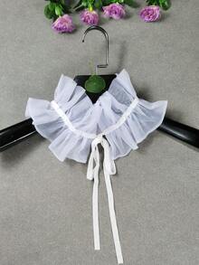 1pc Women's Multicolor Handmade Pleated Solid Color Bohemian Polyester Sweatshirt Hoodie, Fashion , Versatile For All Seasons With Detachable Collar