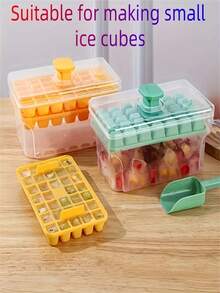 1pc Homemade Xiaoice Cube Mold Set With Storage Box And Ice Shovel, Ice Tray With Lid, Reusable Ice Maker, Refrigerator DIY Ice Tray Mold, Ice Making Tool - Mold, Essential Summer Accessories For Making Perfect Cold Drinks, With 34 & 68 Compartments, Single And Double Layer Design, Easy Release Mold, Plastic, Household Essential, Fridge Ice Cube Making Mold - 彩色 - 查看 16
