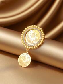 1pc Turkish Style Gold-Plated Brooch & Scarf Buckle For Women, Luxury Bridal Jewelry, Lucky Gift - Gold - View 4