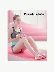 一根四管/六管弹力瑜伽阻力带，多功能拉力绳，带手柄的健身阻力带，适用于腹部、腰部、手臂和腿部训练，多功能踏板助推器，辅助仰卧起坐，开放式肩部设计，瑜伽、健身、训练器材，弹力管。 - 紫色 - 查看 4