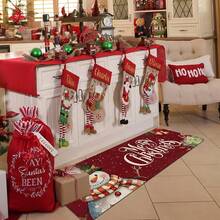 1/2 pièces Tapis de sol de Noël, fond rouge luxueux orné de bonhommes de neige blancs, de cloches dorées et de motifs de cadeaux de Noël. Tapis de sol de cuisine thème Joie, décoration d'atmosphère de Noël, parfait pour le bureau, la cuisine, la chambre, la décoration de la maison, créant une atmosphère joyeuse et exquise. - Multicolore - Voir 13