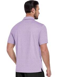 Men's Golf Shirts Short Sleeve Moisture Wicking Performance Print Patterns Casual Collared Golf Polo Shirt For Men-2025 - 紫白 - 查看 9