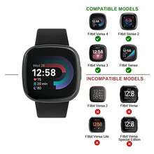 1条男女通用黑色柔软舒适硅胶运动表带，兼容 Fitbit Versa 3、Fitbit Sense/Sense 2，简约硅胶表带也适用于 Fitbit Versa 4，智能手表表带 - 黑色 - 查看 4