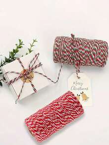 100/5m Red, Green, White Gift Wrapping Rope, Christmas Gift Packaging, Christmas Decoration Jute Rope, Christmas Party Decor, Christmas Gift DIY Bow, Handmade Craft Accessories Jute Rope, Suitable For Gift Packaging Supplies, Tags, Gift Box Packaging, Weaving DIY Crafts, Gift Decoration Supplies - Multicolor - View 3