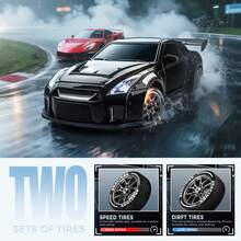 Remote Control Drift Car, 1:24 Scale Remote Control Vehicle With LED Lights, 2.4GHz 20KM/H 4WD High Speed RC Cars, Drifting Tires&Two Batteries, Remote Controlled Vehicle, Durable Plastic Body - Dark Night - View 6
