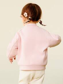 mini bala Girls Lace Baseball Jacket Soft Breathable Comfortable Durable Fall Top - Pink - View 3