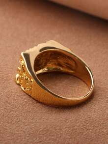 1pc Gold Ripple Design Elegant Ring, Made Of Copper Material, Non-Fading And Hypoallergenic, Suitable For Party, Banquet And Daily Wear - Gold - View 4
