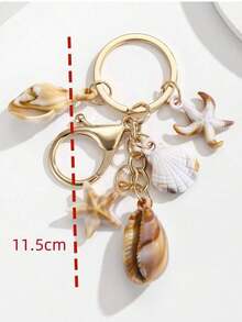 1pc Unisex Natural Dual-Tone Seashell Keychain, Cloud Spiral Shell & Starfish Pendant, Summer Beach Series Gift For Friends, Keychain Accessory - Nhiều màu - Xem 4