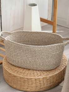 超纯色加厚可折叠大容量洗衣篮，脏衣服篮，毯子篮，手工编织篮，用于存放衣物、毯子、枕头、玩具、杂物、鞋子，可在卧室、洗衣房、走廊使用，适合作为母亲节礼物收纳篮。 - 彩色 - 查看 3