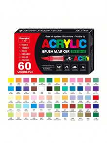 GuangNa 12/24/36/48/60/72/100/120/168/200/240/288 Colors Stylish Liquid Acrylic Marker With Personalized Soft Nib Design Colored Ink Pen For Calligraphy, Drawing And Coloring Essential Watercolor Pen - School Supplies Marker , Back To School Gifts