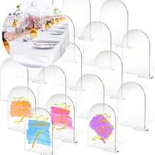 5-Piece Transparent Acrylic Arched Seat Card With 5-Piece Base, DIY Blank Writing Card, Wedding Decoration, Party Supplies, Banquet Seat Accessories, Business Card Holder - 無色 - 查看 1