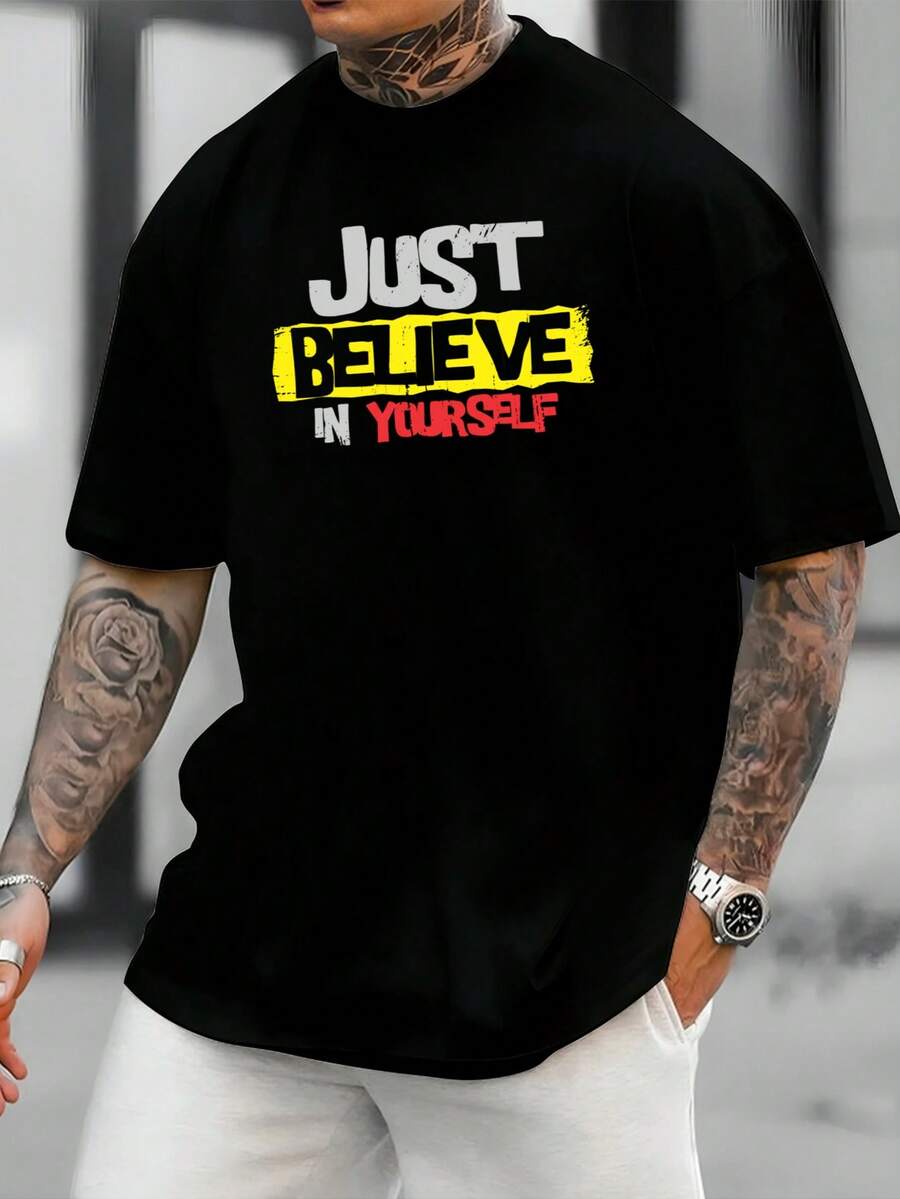 Camiseta JUST BELIEVE IN YOURSELF Street Wear Estampa Frontal