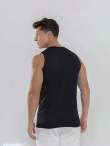 Men's Casual Gym Comfortable Premium Tank Top - 黑色 - 查看 6