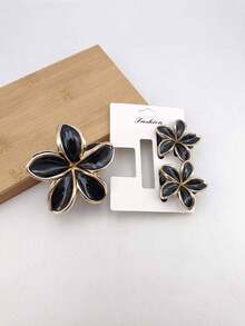 3个/包 纯色街头风ABS塑料发爪，适合日常佩戴 冬季发饰 动物纹优雅发夹 防摔发爪 发夹 花朵发夹 - 彩色 - 查看 20