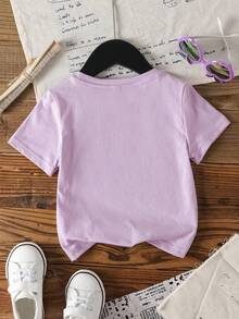 2pcs Tween Girl Letter A Print Short Sleeve T-Shirt And Flare Pants Set, Soft And Machine Washable, Spring/Summer