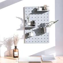 1pc/2pcs/4pcs Perforated Panel Wall Mounted Storage Rack, With Double-Sided Adhesive, Cute & Elegant Design, Suitable For Dorm, Simple Desktop Decor And Storage Organizer