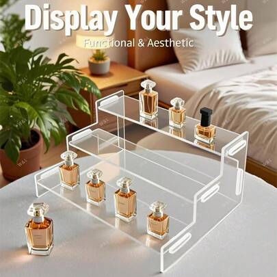 Transparent Splicing Display Stand/Storage Rack/Accessory Storage Rack/Figurine Display Stand/Perfume Display Stand/Bracelet Storage Stand/Eyewear Display Stand. It Is Suitable For Bedrooms, Bathrooms, Kitchens, Living Rooms, Coffee Shops, Etc. Fashionable Storage, Combining Aesthetics And Functionality. Desktop Type, No Need For Drilling, Easy To Install And Disassemble.