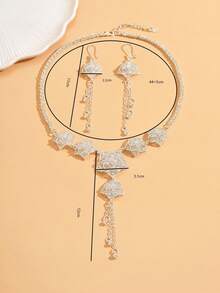 3 Stücke Braut Blumen Quasten Halskette und Ohrringe Schmuckset, eleganter Stil für Hochzeit und Bankett