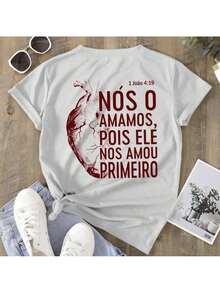 Women's T-Shirt He Loved Us First Christian Fashion T-Shirt Premium Mesh 100% Cotton 30.1 Premium Gospel Fashion Line - 灰色 - 查看 3