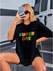 Basic LGBT Super Gay Premium Unisex T-Shirt Ref-3691 - 黑色 - 查看 6